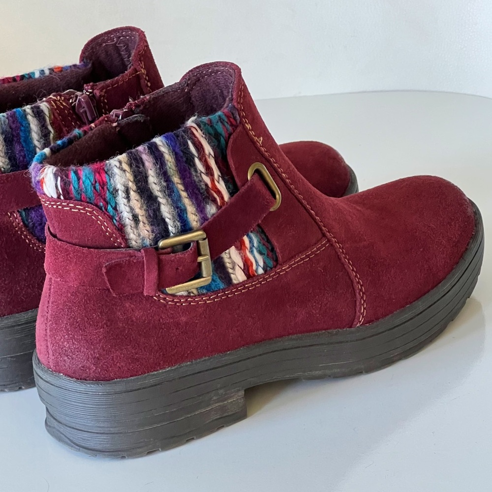 Earth Origins Tate Burgundy Water Repellent Suede Boho Ankle Booties Size 9